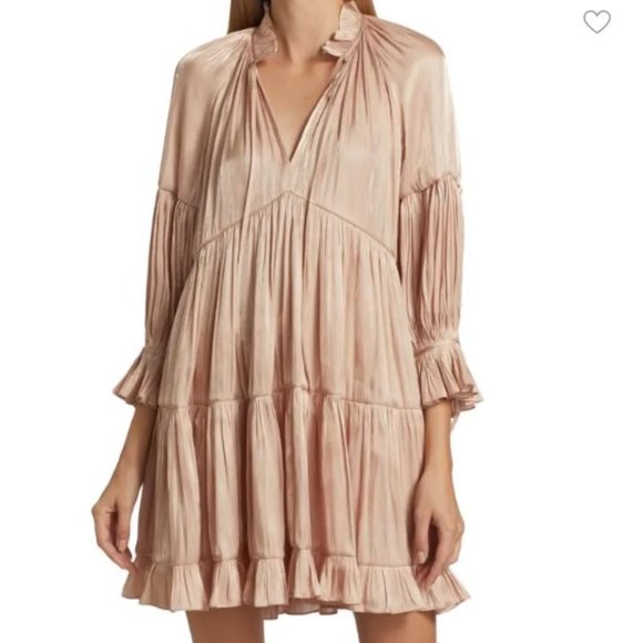 Cinq a Sept Phyllis Peasant Dress in travertine rose gold color size 4 NWT - Picture 1 of 8